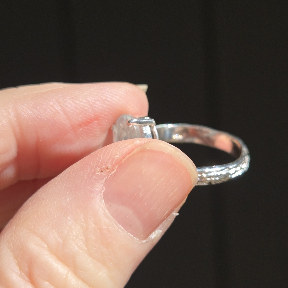 Aquamarine 4k Topaz & Amethyst floral setting sterling & white gold ring sz8 - Picture 8 of 8